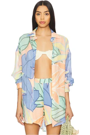 REVOLVE Vitamin A Vitamin a camisa playa en color blue,peach talla L en - Blue,Peach. Talla L (también en M, S, XS).