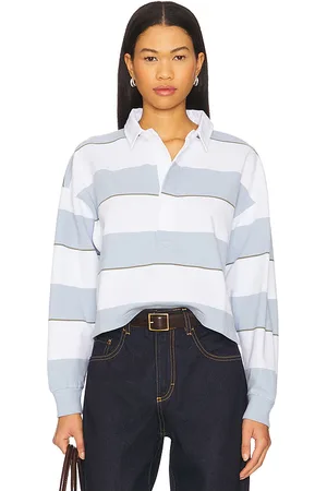 REVOLVE AMO Denim Amo denim crop annie rugby en color baby blue,white talla L en - Baby Blue,White. Talla L (también en M, S, XS).