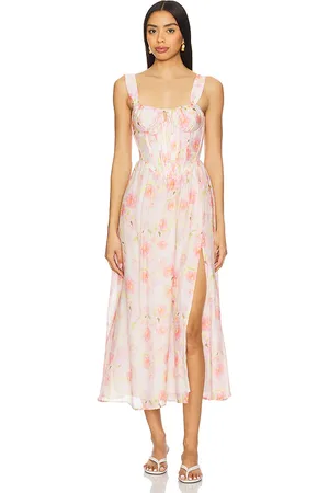 REVOLVE Bardot Bardot vestido midi estampado esra en color rubor talla 10 en - Blush. Talla 10 (también en 12, 4, 6, 8).