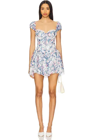 REVOLVE For Love & Lemons For love & lemons minivestido flores audrey en color talla L en - Blue. Talla L (también en M, S, XS).
