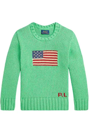 REVOLVE Polo Ralph Lauren Polo ralph lauren suéter de cuello redondo de algodón flag en color verde talla 3 en - Green. Talla 3 (también en 4, 5).