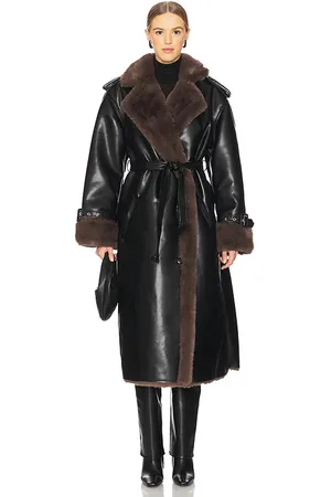 REVOLVE WeWoreWhat Weworewhat abrigo trenca bonded faux fur en color marrón talla L en - Brown. Talla L (también en M, S).