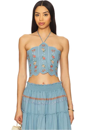 REVOLVE Agua Bendita Agua bendita top halter en color talla L en - Blue. Talla L (también en M, S, XL, XS).