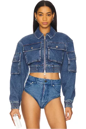 REVOLVE AKNVAS Aknvas chaqueta de mezclilla bomber corta kolbe en color azul talla L en - Blue. Talla L (también en M, S, XL, XS).