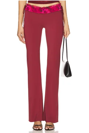 REVOLVE GUIZIO Guizio pantalón acampanado ruched en color burgundy talla L en - Burgundy. Talla L (también en M, S, XS).