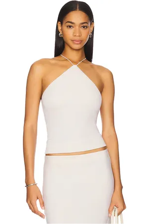 REVOLVE Enza Costa Enza costa top de tirantes de punto de seda con cuello halter en color beige talla M en - Beige. Talla M (también en S, XS)