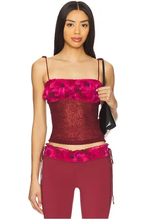 REVOLVE GUIZIO Guizio top sin mangas ruched en color burgundy talla L en - Burgundy. Talla L (también en M, S, XL, XS).
