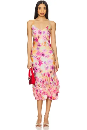 REVOLVE Le Superbe Le superbe vestido lencero frida en color pink, orange talla L en - Pink, Orange. Talla L (también en M, S, XS).