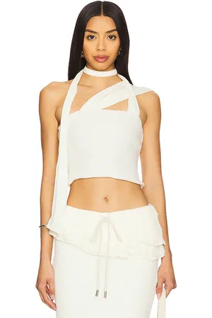 REVOLVE Zemeta Zemeta top fular milky en color blanco talla L en - White. Talla L (también en M, S, XS).