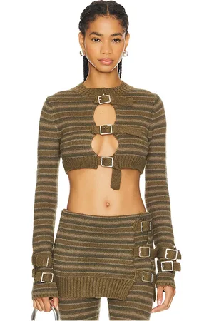 REVOLVE Jaded London Jaded london cropped knitted stripe top en color militar talla XL en - Army. Talla XL (también en XS).