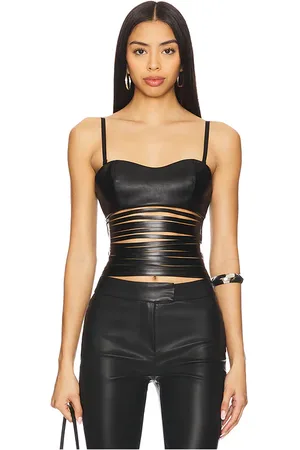 REVOLVE NIIHAI Niihai leather lazer top en color talla M en - Black. Talla M (también en S, XS).