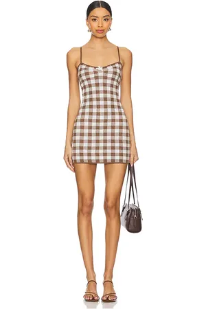 REVOLVE For Love & Lemons For love & lemons mini vestido de punto de cuadros vichy. en color talla L en - Brown. Talla L (también en M, XL).