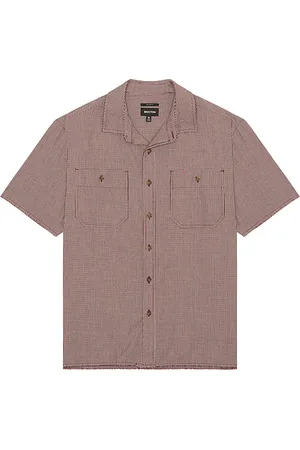 REVOLVE Brixton Brixton micro plaid relaxed short sleeve shirt en color rojo ladrillo talla L en - Brick. Talla L (también en M, S, X