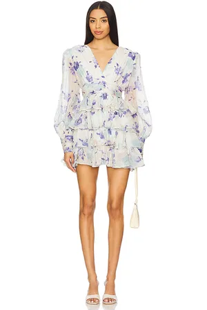 REVOLVE Line & Dot Line & dot vestido mini con volantes. fleur en color lavanda talla L en - Lavender. Talla L (también en M, S, XL, XS).