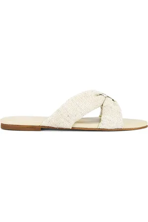 REVOLVE Kaanas Kaanas sandalia de lino con tiras cruzadas y suela gruesa. banha en color crema talla 10 en - Cream. Talla 10 (también en 11, 6, 7, 8, 9)