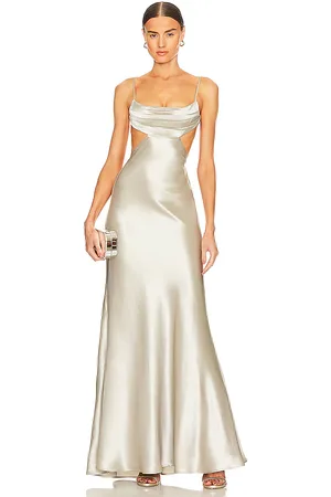 REVOLVE SAU LEE Sau lee vestido largo paula en color metálico talla 12 en - Metallic Silver. Talla 12 (también en 6).