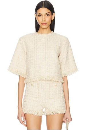 REVOLVE GIUSEPPE DI MORABITO Giuseppe di morabito top manga corta en color crema talla 36 en - Cream. Talla 36 (también en 38, 40).