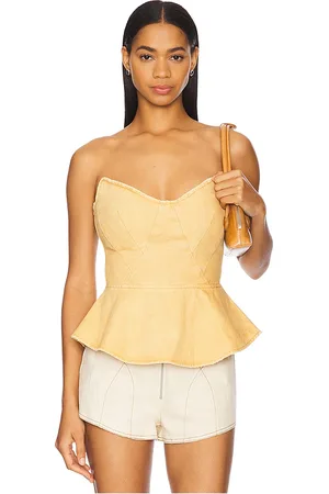 REVOLVE AFRM Afrm top peplum the princess en color bronce talla L en - Tan. Talla L (también en M, S, XL, XS, XXL, XXS).