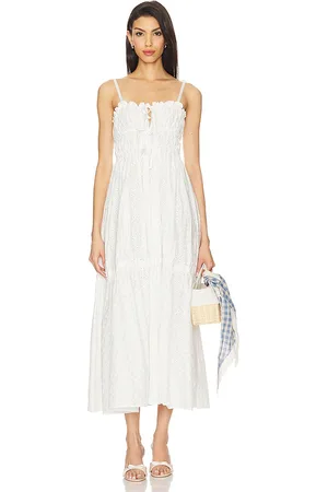 REVOLVE Yuhan Wang Yuhan wang vestido bordado floral en color talla L en - White. Talla L (también en M, S).