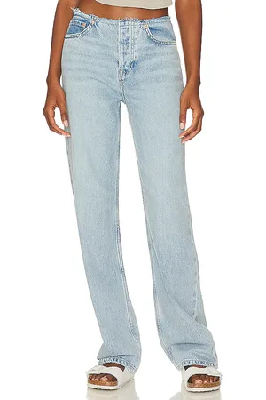 REVOLVE GRLFRND Grlfrnd jordan low rise frayed waist boyfriend en color denim claro talla 28 en - Denim-Light. Talla 28 (también en 30, 31, 32).