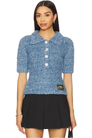 REVOLVE Ganni Ganni polo de mezclilla tejido a mano en color azul talla L en - Blue. Talla L (también en M, S, XS).