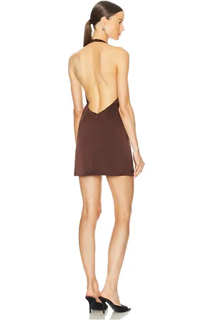 REVOLVE SER.O.YA Ser.o.ya mini vestido de raso riviera en color chocolate talla L en - Chocolate. Talla L (también en M).