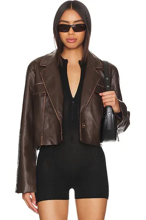 REVOLVE Superdown Superdown chaqueta blakely faux leather en color talla L en - Brown. Talla L (también en S, XL).