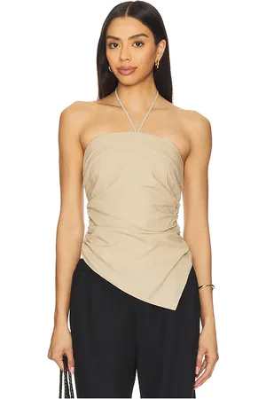 REVOLVE Onia Onia top halter asimétrico air linen en color neutral talla 0 en - Neutral. Talla 0 (también en 2, 4, 6, 8).