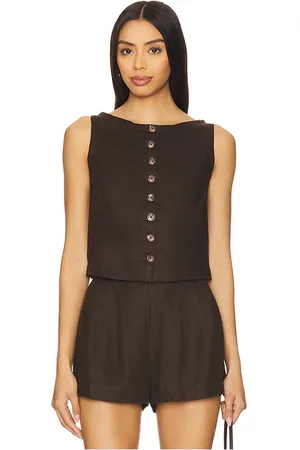 REVOLVE FAITHFULL THE BRAND Faithfull the brand top sin mangas elia en color chocolate talla L en - Chocolate. Talla L (también en S, XS).