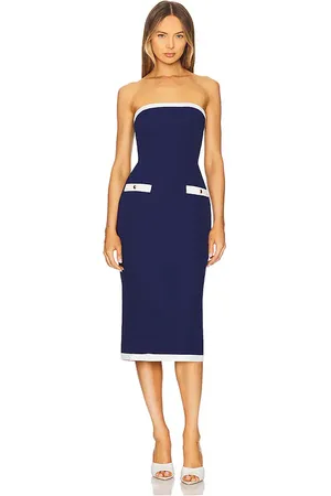 REVOLVE Amanda Uprichard Amanda uprichard strapless martini midi en navy en color azul marino talla L en - Navy. Talla L (también