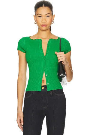 REVOLVE Free People Free people top manga corta most wanted en color verde talla L en - Green. Talla L (también en M, S, XS).