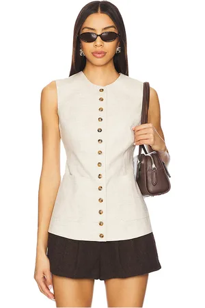 REVOLVE HEARTLOOM Heartloom chaleco josette en color neutral talla L en - Neutral. Talla L (también en M, S, XL, XS).