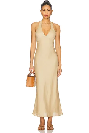 REVOLVE Bardot Bardot vestido midi paola en color bronce talla 10 en - Tan. Talla 10 (también en 12, 2, 4, 6, 8).