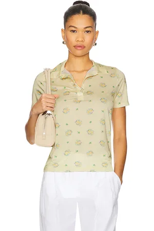 REVOLVE Vivetta Vivetta polo con estampado floral en color amarillo talla L en White Yellow & Green - Yellow. Talla L (también en M, S, XS).