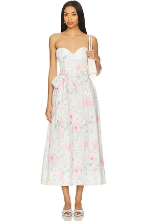 REVOLVE Bardot Bardot vestido midi con lazo y estampado floral. en color ivory talla 10 en - Ivory. Talla 10 (también en 12, 8).