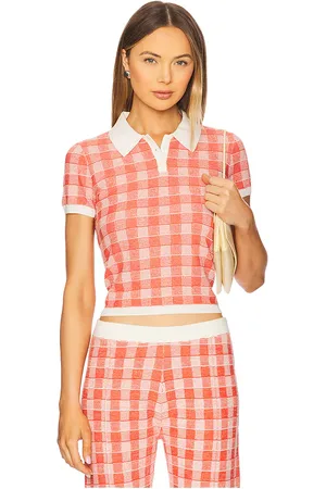 REVOLVE Guest In Residence Guest en residence gingham shrunken polo en color rojo talla M en - Red. Talla M (también en S, XS).