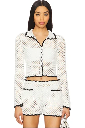 REVOLVE Stone Cold Fox Stone cold fox x holly hand crochet collared shirt en color blanco talla L en - White. Talla L (también e