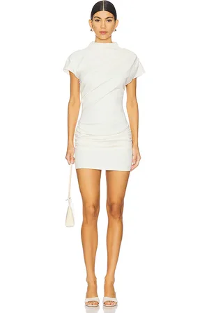 REVOLVE Line & Dot Line & dot minivestido drapeado archer en color talla L en - Cream. Talla L (también en M, S, XS).
