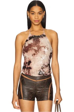 REVOLVE Kim Shui Kim shui sequin halter top en color neutral,brown talla L en - Neutral,Brown. Talla L (también en M, S, XS).