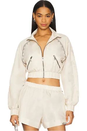 REVOLVE AREA Area chaqueta deportiva crystal trim en color talla M en - Cream. Talla M (también en S).