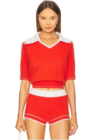 REVOLVE Guest In Residence Guest en residence pele cashmere polo en color rojo talla L en - Red. Talla L (también en M, S, XL, XS).
