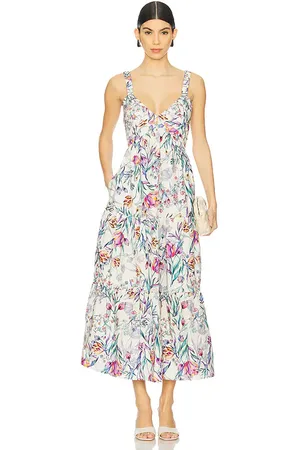 REVOLVE Steve Madden Steve madden vestido midi eliora en color blanco, azul talla L en - White,Blue. Talla L (también en M, S, XL, XS).