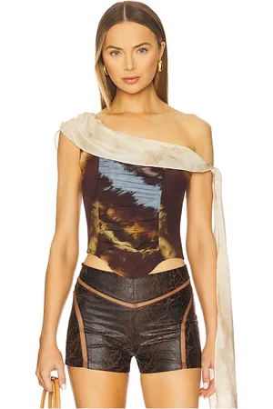 REVOLVE Kim Shui Kim shui jake silk top en color marrón talla M en - Brown. Talla M (también en S, XS).