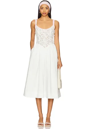 REVOLVE For Love & Lemons For love & lemons vestido midi encaje blossom en color talla L en - White. Talla L (también en M, S, XS).
