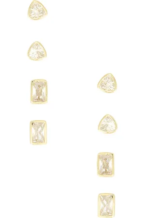 REVOLVE By Adina Eden By adina eden conjunto de aretes bezel en color oro metálico talla all en - Metallic Gold. Talla all.