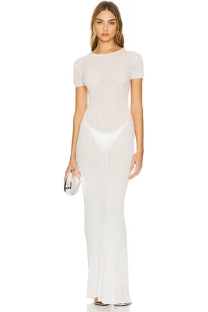 REVOLVE Lovers and Friends Lovers and friends maxivestido aprile sheer en color talla L en - White. Talla L (también en M, S, XS, XXS).