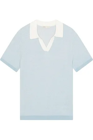 REVOLVE Onia Onia cotton textured johnny collar polo en color bebe azul talla L en - Baby Blue. Talla L (también en M, S).