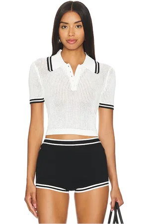 REVOLVE Lovers and Friends Lovers and friends orsola short sleeve polo en color talla L en - White. Talla L (también en M, S, XL, XS, XXS).