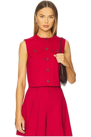 REVOLVE Theory Theory top chaleco trucker en color rojo talla 0 en - Red. Talla 0 (también en 00, 12, 4, 6, 8).