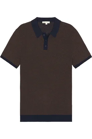 REVOLVE Onia Onia cotton textured knit polo en color marrón talla L en - Brown. Talla L (también en M, S, XL/1X).